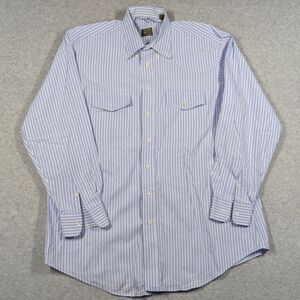 GITMAN BROS Men Shirt XL Button Down‎ Vertical Stripe Blue White Long Sleeve